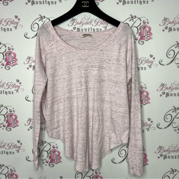 TNA Tops - tna Aritzia pink long sleeve heathered pink grey high low sides comfy stretchy